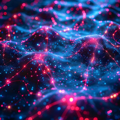 Fototapeta premium Abstract Background with Glowing Neon Lines and Bokeh Effect Creates a Futuristic Vibe