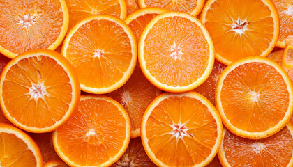 Sweet bright background made of orange slices in perfect circles