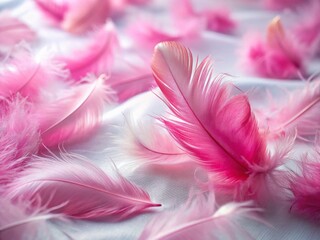 Obraz premium Watercolor Pink Feathers Fabric Print - Delicate Bird Feather Design on White Background