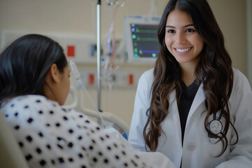 Fototapeta premium P A young Hispanic female doctor in a hospita