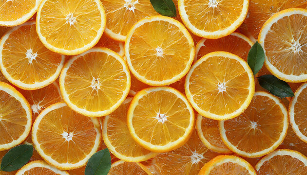 Sweet bright background made of orange slices in perfect circles