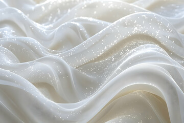 White Sheer Fabric Drapes Gracefully, Sparkling with Delicate Glitter Accents Gently