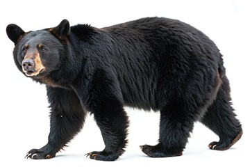Fototapeta premium American black bear - Ursus americanus - is a species of medium sized bear endemic to North America. it is the smallest endemic bear on the continent. isolated on white or light background 
