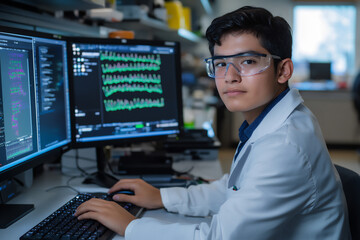 P A young Hispanic male bioinformatics scient