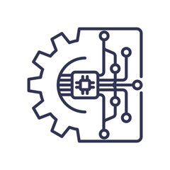 Gear and circuit symbolize the fusion of mechanical and digital knowledge.