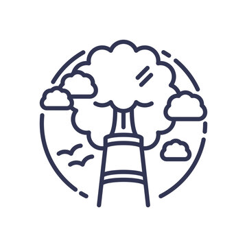 recommend clip art: Factory chimney emitting smoke, symbolizing industrial emissions and environmental impact.