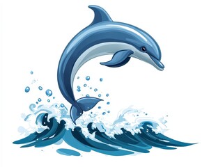 Obraz premium Playful Dolphin Leaping Over Waves in a Bright Ocean Scene