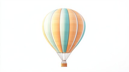Naklejka premium A beautiful hot air balloon featuring pastel colors, floating gracefully in a clear sky. Perfect for adventures, travel, and exploration themes.