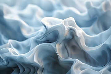 Obraz premium Abstract 3D Flowing Waves Creates Smooth Textures Seamlessly with Blue Hues and Elegant Curves