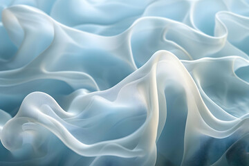 Obraz premium Abstract background of flowing light blue fabric waves gracefully and softly.