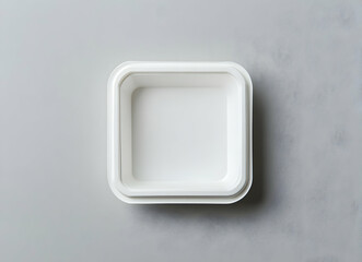 White Square Food Container on Gray Background