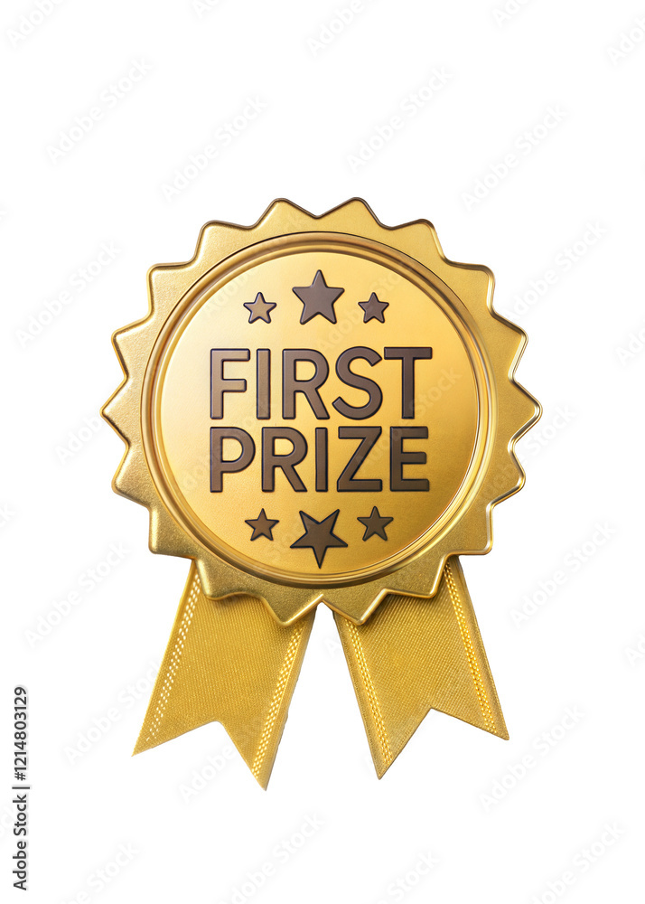 Fototapete Golden badge for first prize winner. isolated on transparent background with a clipping path