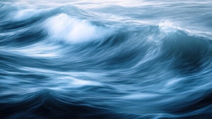 Abstract Blue Ocean Waves - Long Exposure Photography
