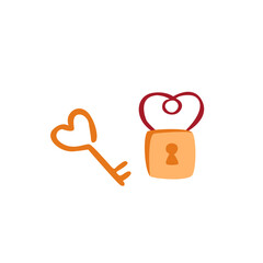 Cartoon lock and key. Vector illustration