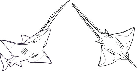 Sawfish bundle line ar and illustrator eps