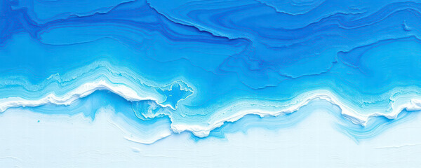 Obraz premium Plaster Art Texture Painting in Blue and White with Ocean Sky 3D Effect