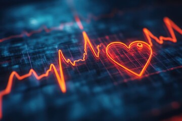 Fototapeta premium Glowing EKG Heartbeat in Modern Digital Space