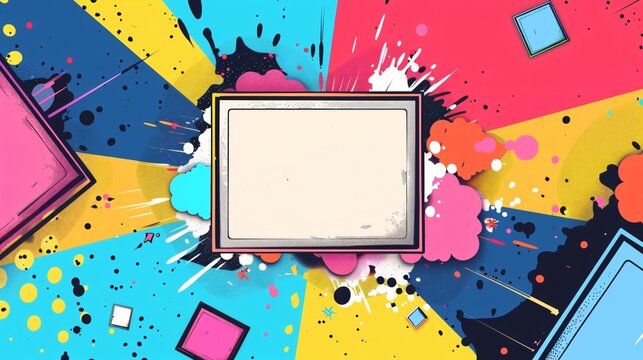 Colorful Squares and Boomb Explosion in Pop Art Style Animation