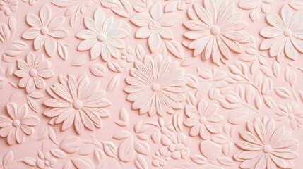 Faint Delicate Floral Patterns Embossed on Pastel Background with Clean Center