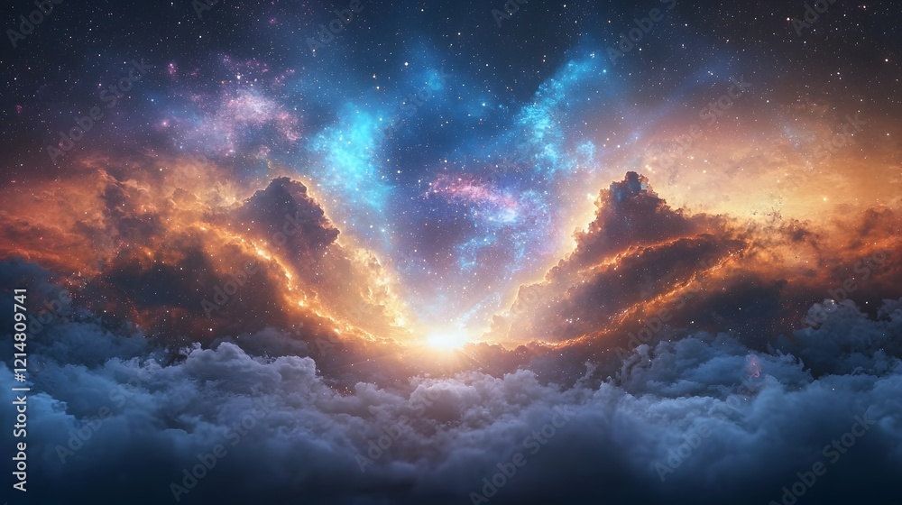 Aufkleber Embark on a celestial voyage through the infinite expanse of the universe immersed in the captivating glow of pulsars quasars and the majesty of cosmic wonders