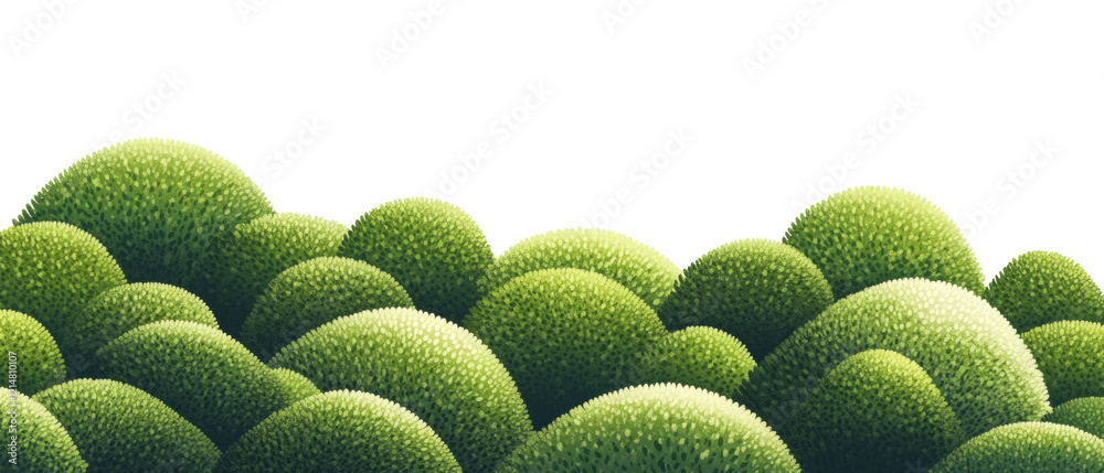Poster an abstract illustration depicts a series of softly rounded green hills against a black background, 