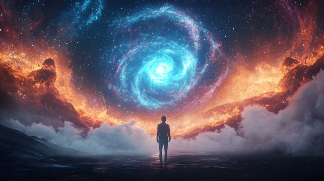 Captivating cosmic dreamscape filled with glowing stardust spiraling galaxies and the quiet hum of the universe s infinite wonders  Surreal and imagination stirring digital