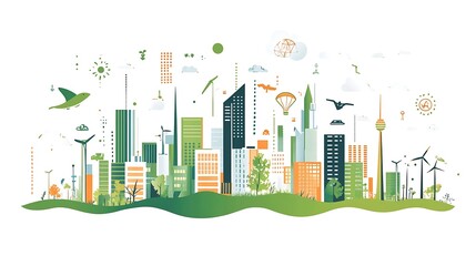 Fototapeta premium Energy-efficient technologies in a clean and green city environment