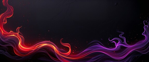 Abstract fiery glow of dark red and purple flame wisps hovering over a black canvas illustration background design