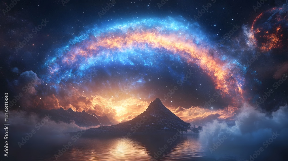 Leinwandbilder Enchanting Cosmic Odyssey Gravity Defying Planets and Luminous Interstellar Energy Create a Surreal Interstellar Experience  Explore the Mystical Realms of Deep Space and the Wonders of the Universe