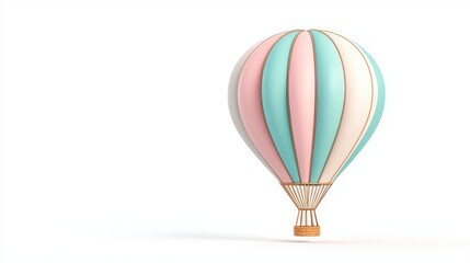 A colorful hot air balloon floating gracefully against a clean, white backdrop, symbolizing adventure and freedom in the sky for all explorers.