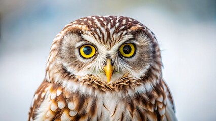 Obraz premium Wise Old Owl on White Background - Majestic Bird Stock Photo