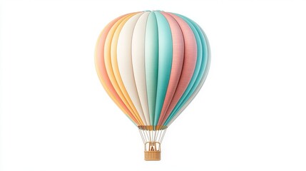 Obraz premium A colorful hot air balloon floats gracefully against a clear sky. This vibrant image evokes feelings of adventure and freedom, perfect for travel enthusiasts.