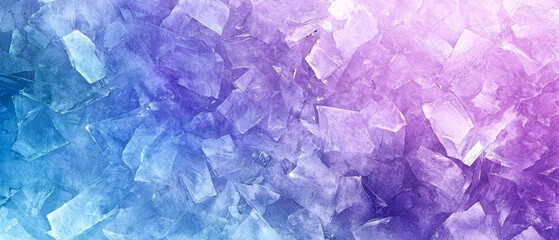 Obraz premium A close-up of abstract ice crystals with sharp, jagged formations, illuminated by soft pink and purple gradient lighting, creating a vibrant and dreamy winter texture.Generative ai