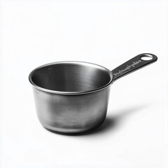 Steel measuring cup isolated on white background