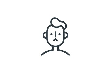 Fototapeta premium Simple line art illustration of a person with a neutral expression.