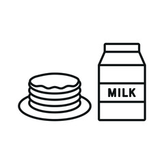 Milk and pancake set food icon featuring a clean and modern design, ideal for breakfast menus, food delivery services, and cafe branding