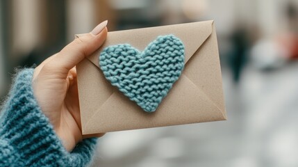 Share a little encouragement through small acts of kindness with a heartfelt, hand-drawn card placed carefully on a doorstep, like this knitted heart attached to an envelope Inspire joy, convey