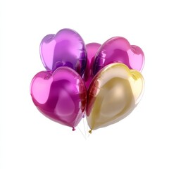 A vibrant arrangement of heart-shaped balloons in shades of pink and gold, perfect for celebrations and romantic occasions.