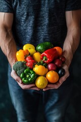 Colorful assortment of produce including peppers, oranges, lemons, limes, strawberries, broccoli and other fruits and vegetables.