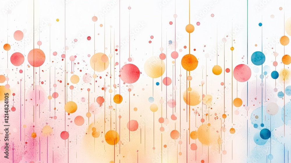 Poster a vibrant abstract design featuring colorful circles arranged vertically on a light background, crea