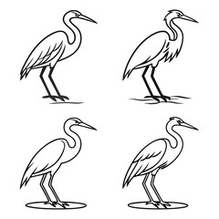 Birds simple black and white outline