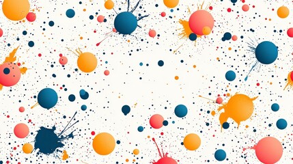 A vibrant and colorful abstract background featuring splashes and dots of paint in various sizes, perfect for creative and artistic projects.