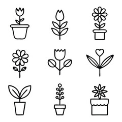 flower icon line art 