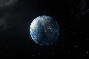 Earth, night view, space, stars, city lights, globe, planet, cosmic, background, environmental