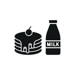 Milk and pancake set food icon featuring a clean and modern design, ideal for breakfast menus, food delivery services, and cafe branding