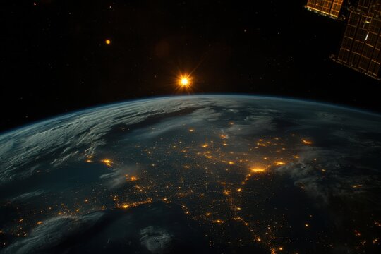 Sunrise Earth Space Station Nightlights Orbit