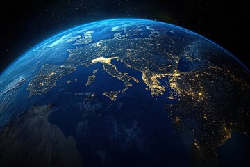 Night Earth, Europe, City Lights, Space, Global, Background, Planet, Satellite, View, Illustration