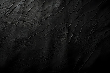 Dark Creased Material Texture Forms an Abstract Background for Design Projects with Moody Atmosphere.