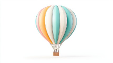 A vibrant hot air balloon soaring against a clear sky, showcasing its colorful stripes, evoking a sense of adventure and freedom in the air.