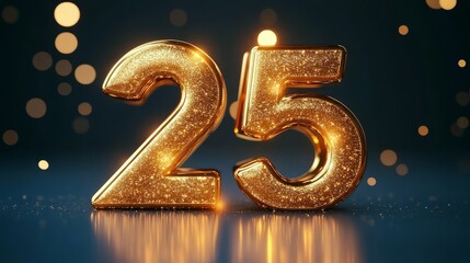 A bold design featuring the number 25 in a golden hue.